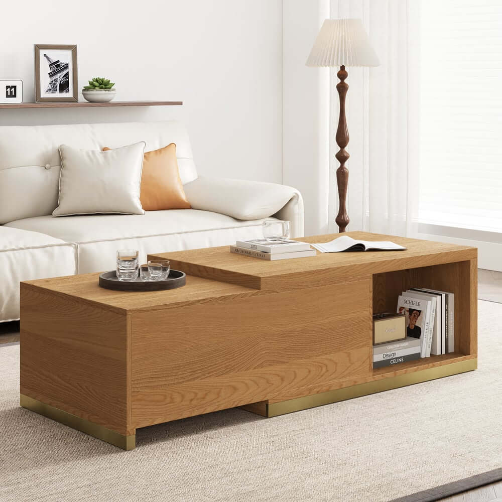 Modern Extendable Coffee Table With Gold Base Main Product Image