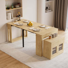 Modern Extendable Dining Table With Walnut Metal Base