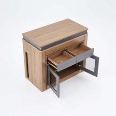 Modern Extendable Dining Table With Walnut Metal Base