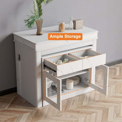 Modern Extendable Dining Table With Walnut Metal Base