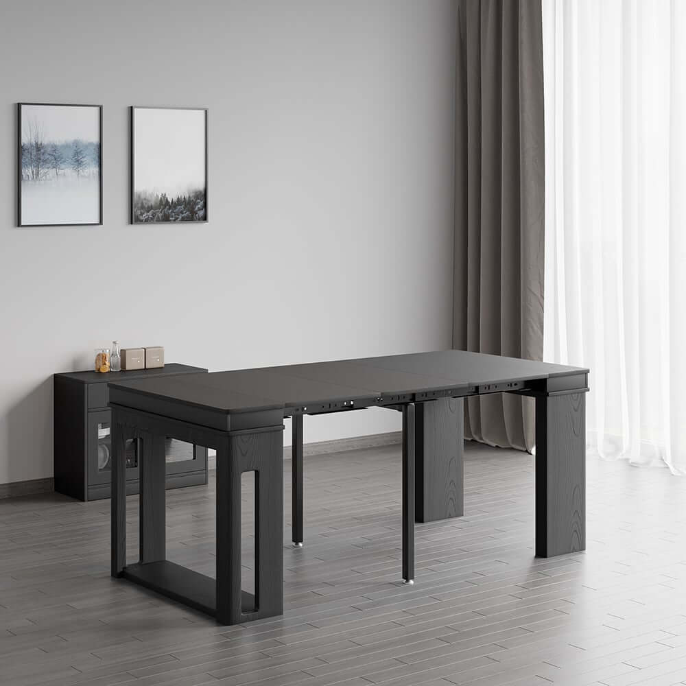 Modern Extendable Dining Table With Walnut Metal Base
