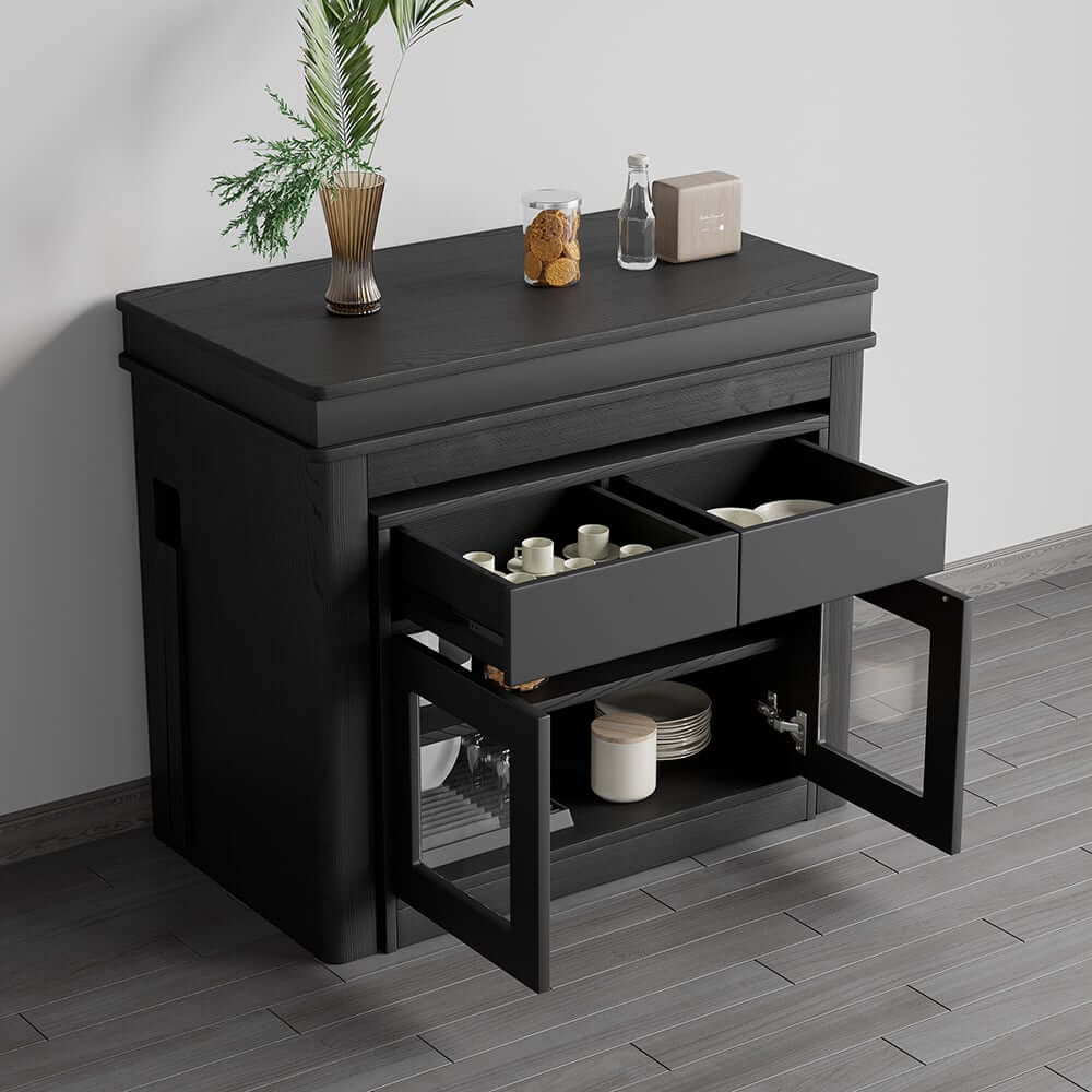 Modern Extendable Dining Table With Walnut Metal Base