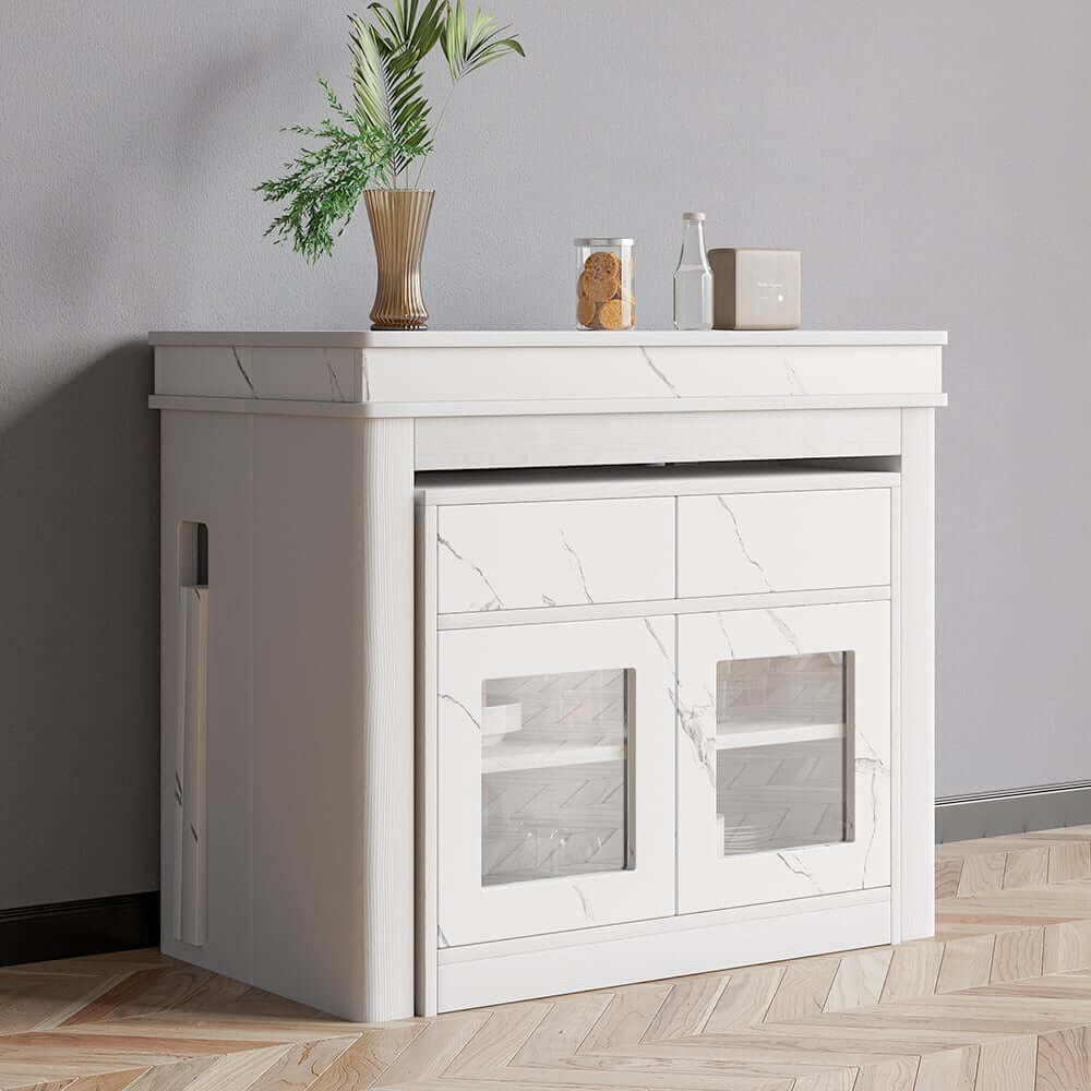 Modern Extendable Dining Table With Walnut Metal Base