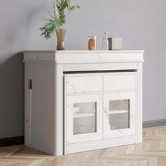 Modern Extendable Dining Table With Walnut Metal Base