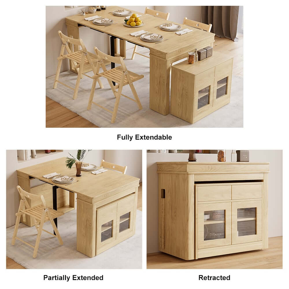 Modern Extendable Dining Table With Walnut Metal Base