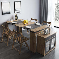 Modern Extendable Dining Table With Walnut Metal Base