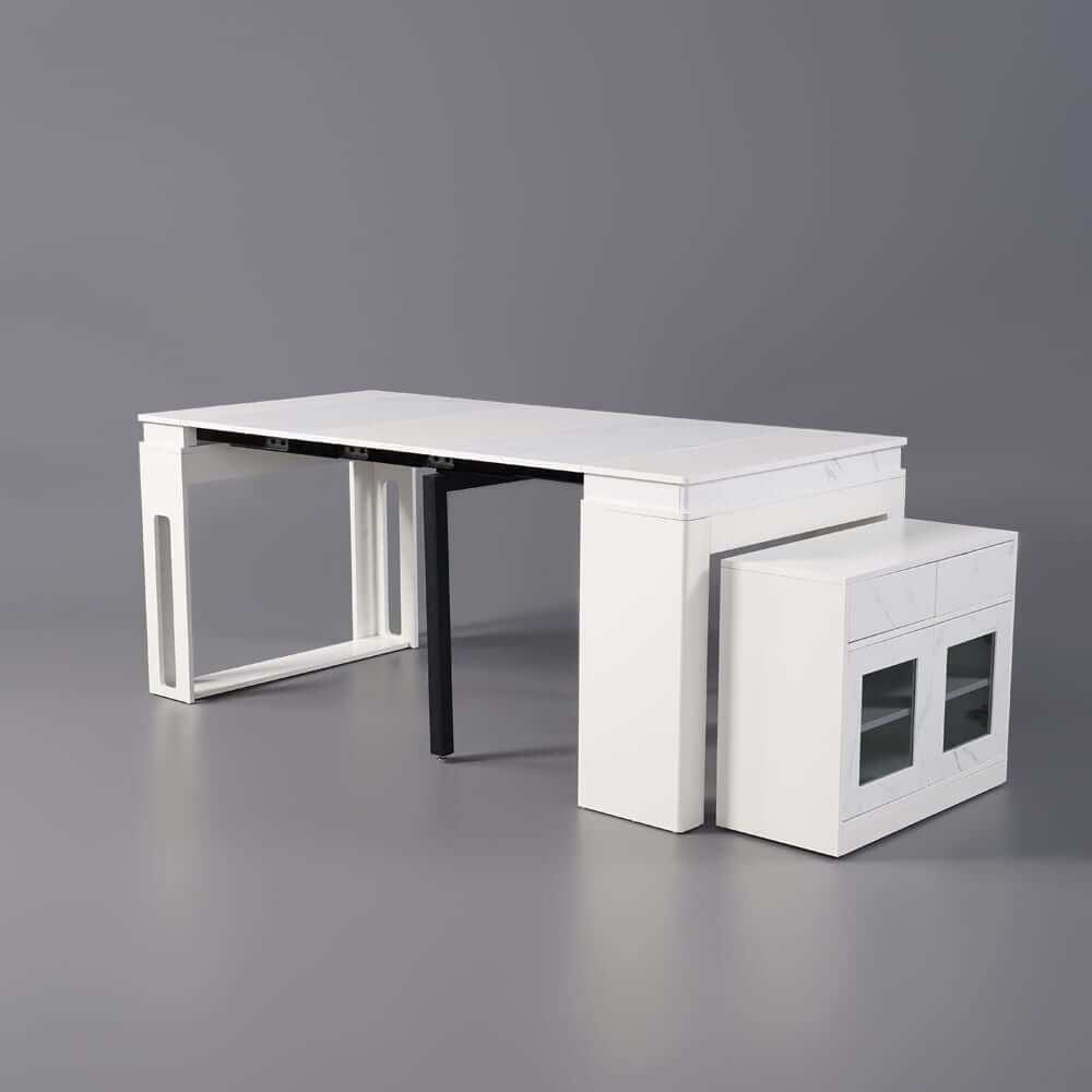 Modern Extendable Dining Table With Walnut Metal Base