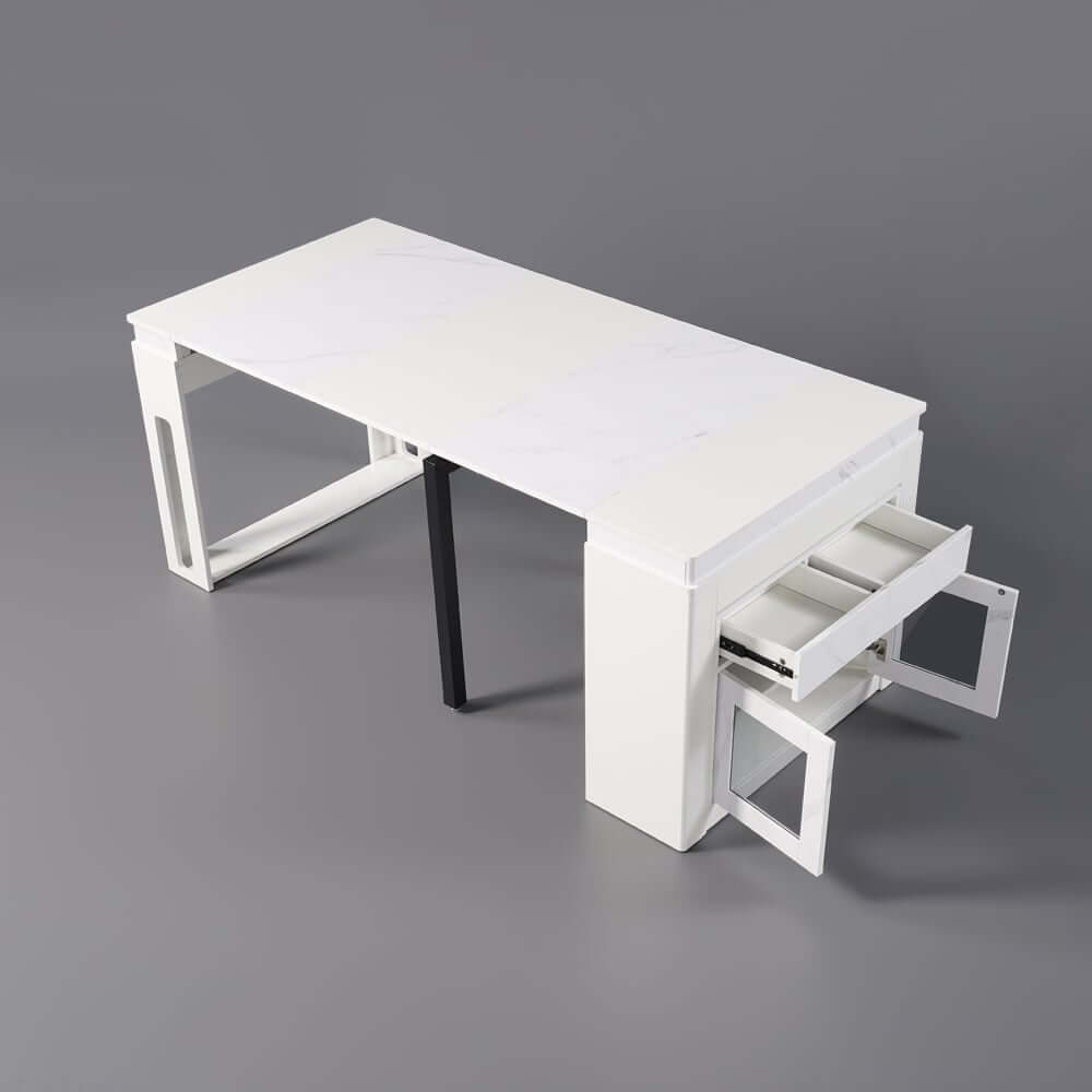 Modern Extendable Dining Table With Walnut Metal Base