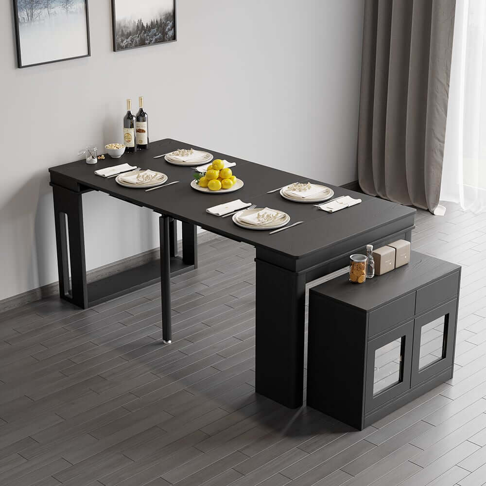 Modern Extendable Dining Table With Walnut Metal Base