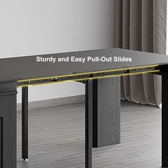 Modern Extendable Dining Table With Walnut Metal Base