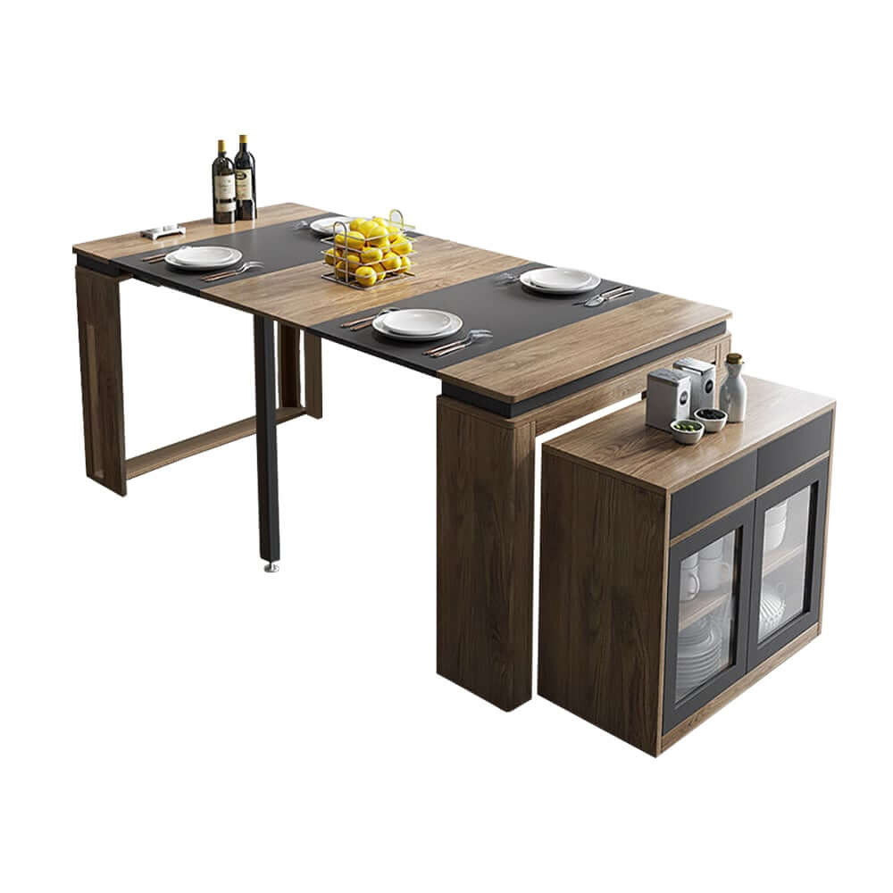 Modern Extendable Dining Table With Walnut Metal Base