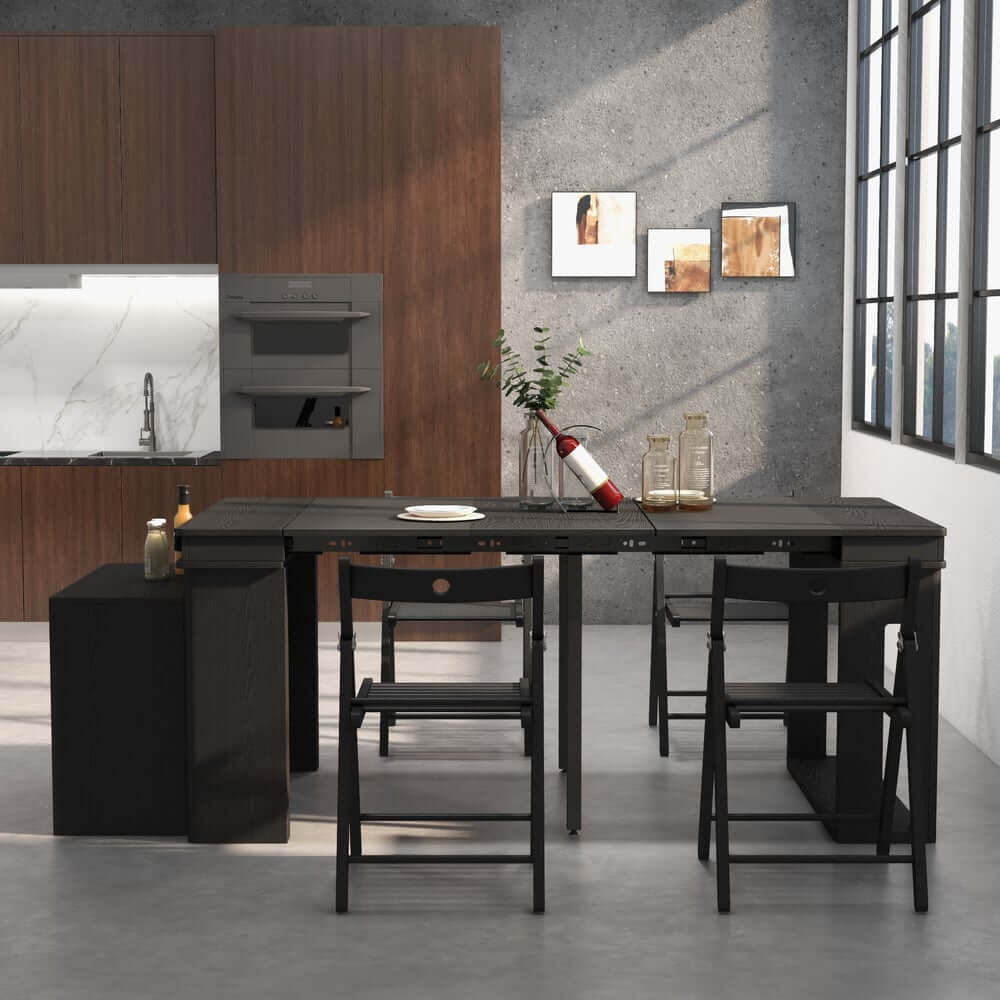 Modern Extendable Dining Table With Walnut Metal Base