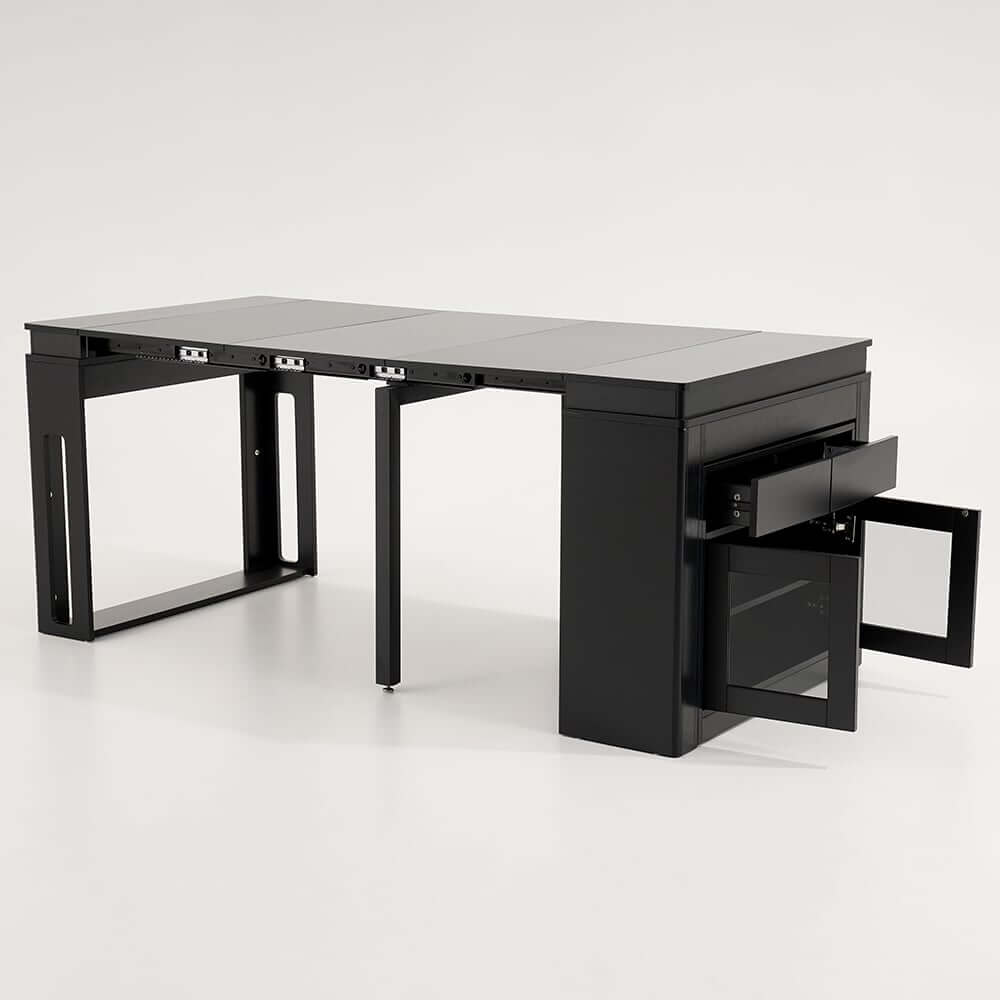 Modern Extendable Dining Table With Walnut Metal Base