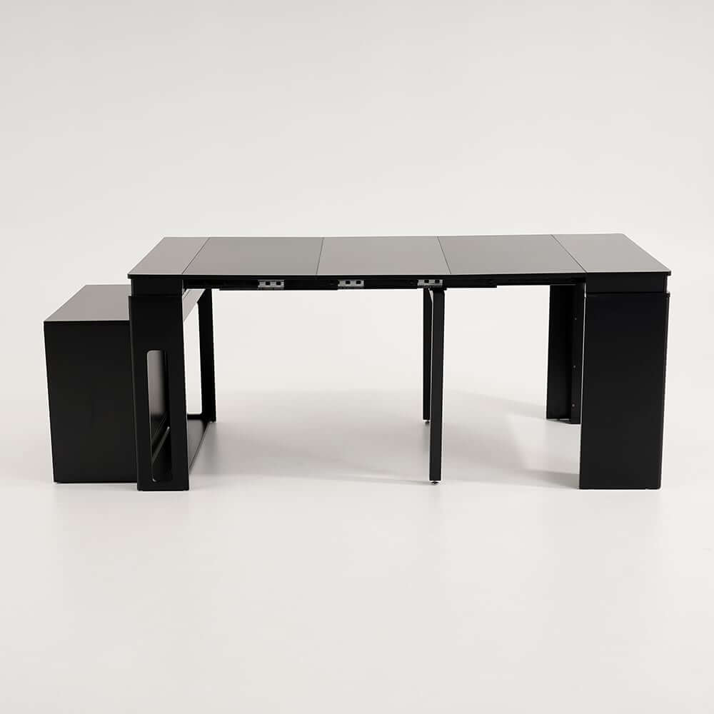 Modern Extendable Dining Table With Walnut Metal Base