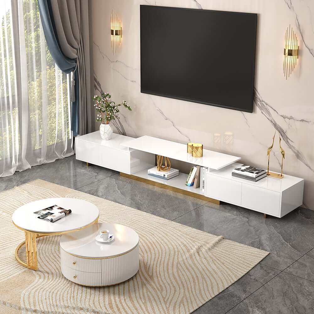 Modern Extendable Stainless Steel TV Stand