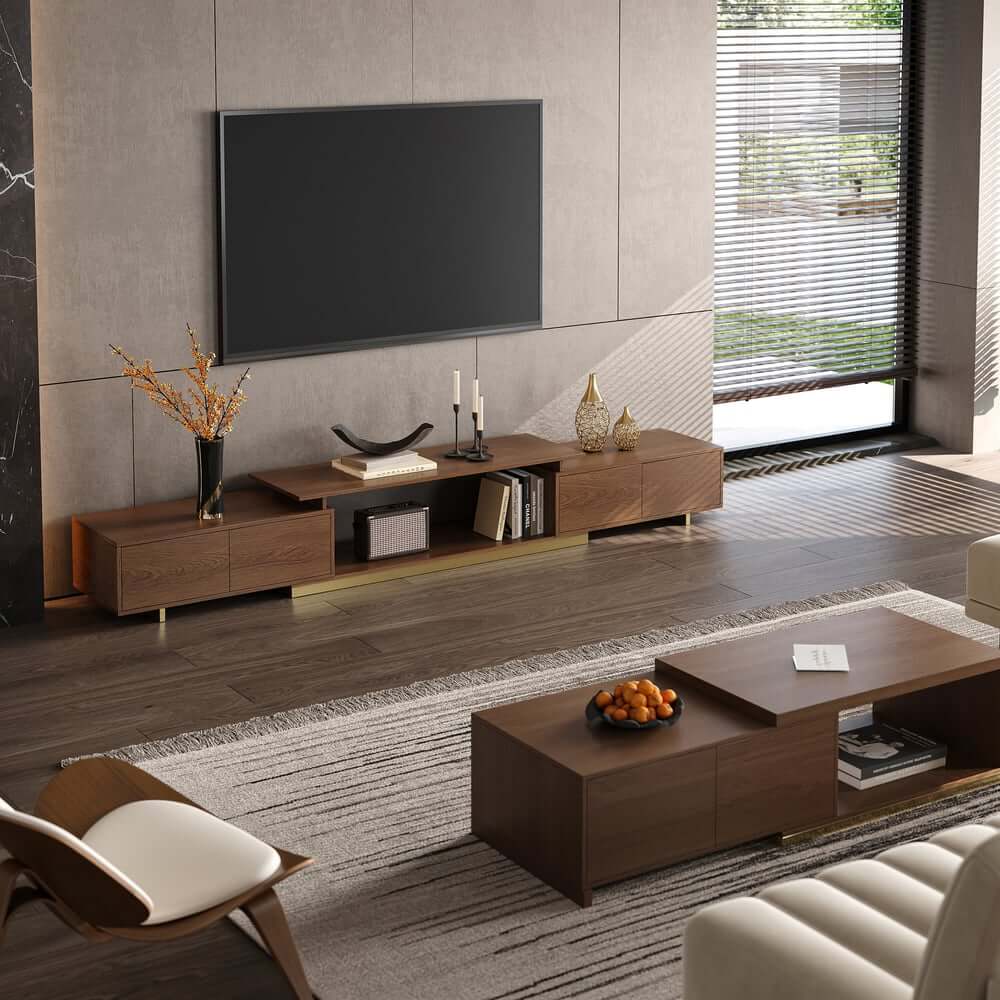 Modern Extendable Stainless Steel TV Stand