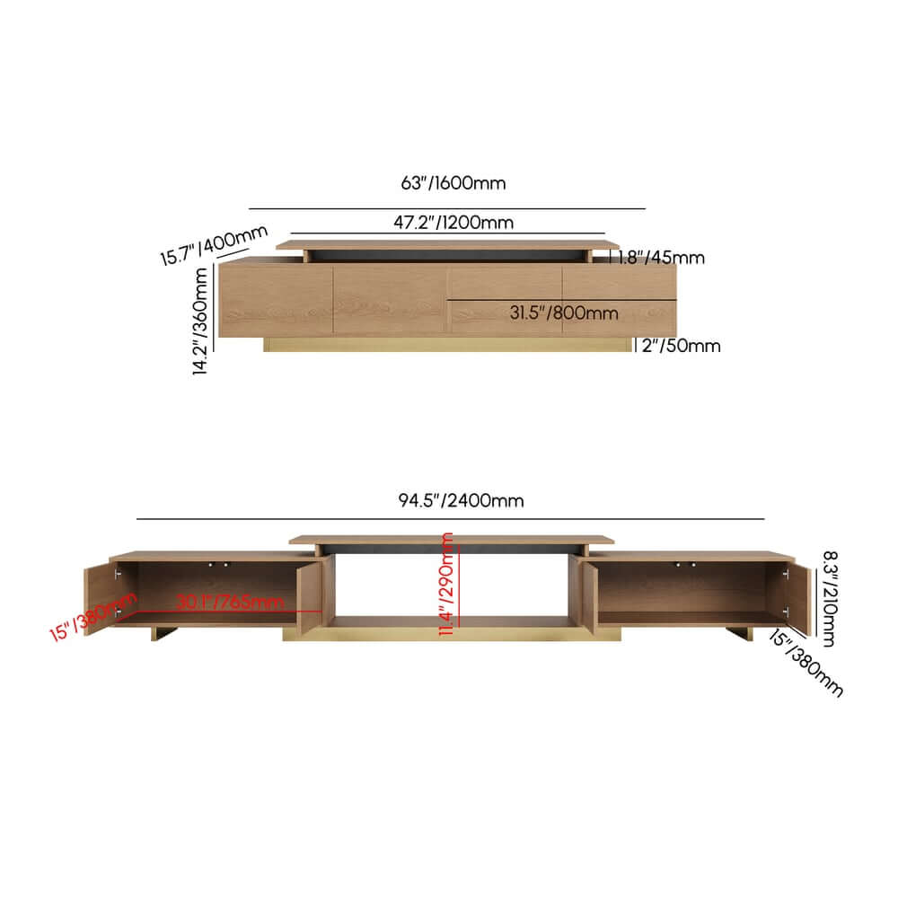 Modern Extendable Stainless Steel TV Stand Dimensions