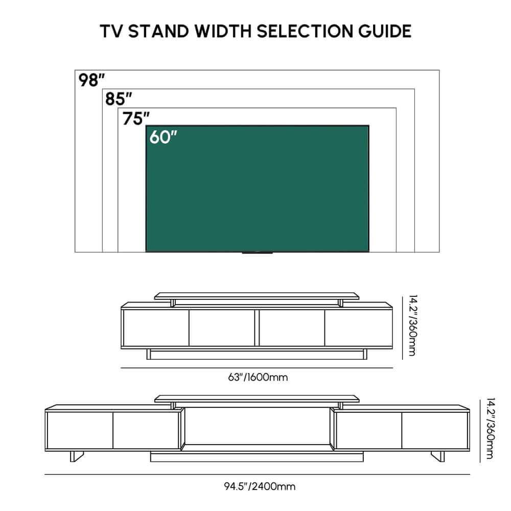 Modern Extendable Stainless Steel TV Stand Dimensions