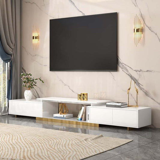 Modern Extendable Stainless Steel TV Stand Main Product Image