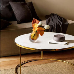 Modern Fabric Faux Floral Arrangement with Clear Glass Planter