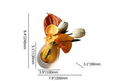 Modern Fabric Faux Floral Arrangement with Clear Glass Planter Dimensions