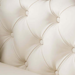 Modern Faux Leather 3-Seater Sofa with Square Arms