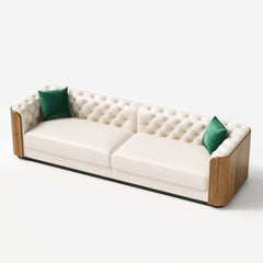 Modern Faux Leather 3-Seater Sofa with Square Arms