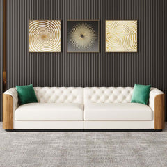 Modern Faux Leather 3-Seater Sofa with Square Arms