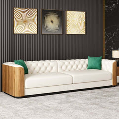 Modern Faux Leather 3-Seater Sofa with Square Arms