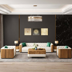 Modern Faux Leather 3-Seater Sofa with Square Arms