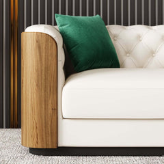 Modern Faux Leather 3-Seater Sofa with Square Arms