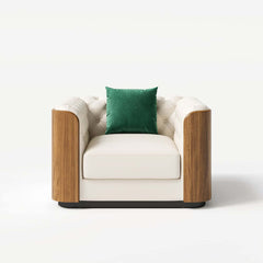 Modern Faux Leather 3-Seater Sofa with Square Arms