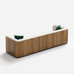 Modern Faux Leather 3-Seater Sofa with Square Arms