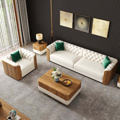 Modern Faux Leather 3-Seater Sofa with Square Arms