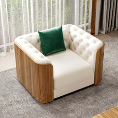 Modern Faux Leather 3-Seater Sofa with Square Arms