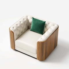 Modern Faux Leather 3-Seater Sofa with Square Arms