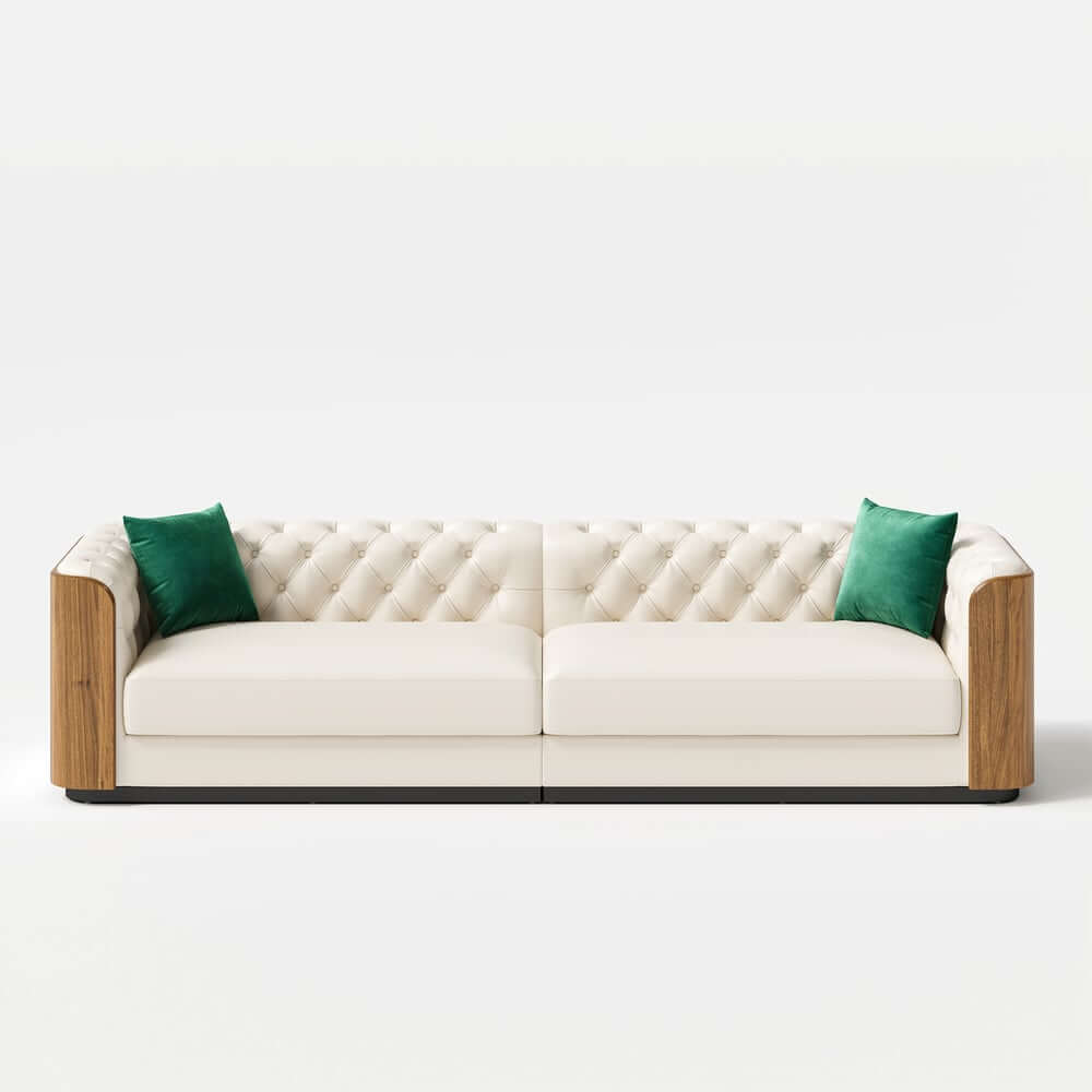 Modern Faux Leather 3-Seater Sofa with Square Arms