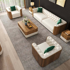 Modern Faux Leather 3-Seater Sofa with Square Arms