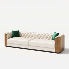 Modern Faux Leather 3-Seater Sofa with Square Arms
