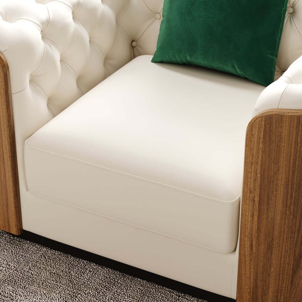 Modern Faux Leather 3-Seater Sofa with Square Arms