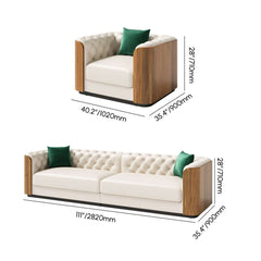 Modern Faux Leather 3-Seater Sofa with Square Arms Dimensions