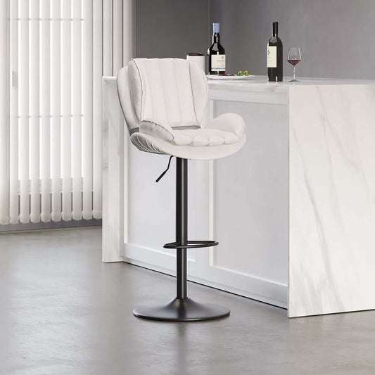 Modern Faux Leather Adjustable Bar Stool With Full Back Main Product Image