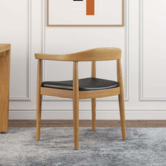 Modern Faux Leather Arm Chair With Ash Wood Frame