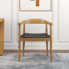 Modern Faux Leather Arm Chair With Ash Wood Frame