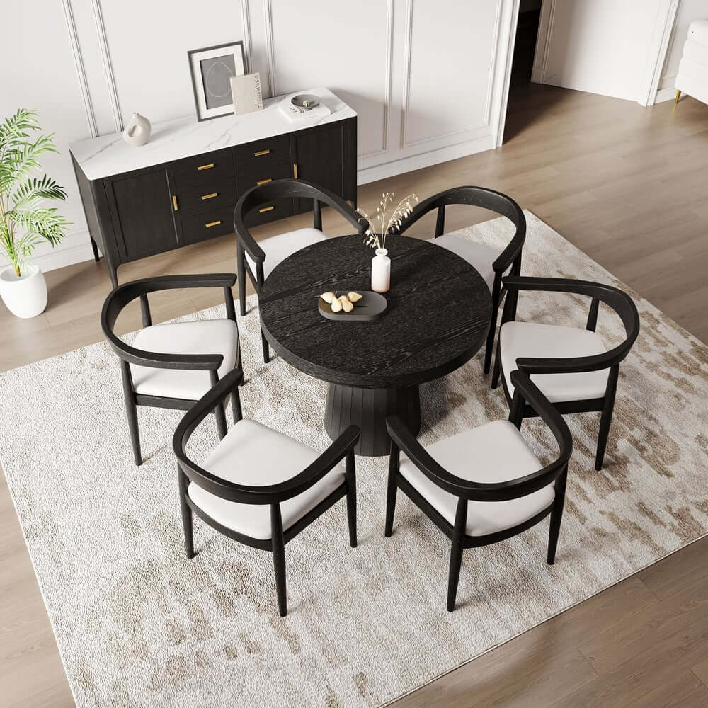 Modern Faux Leather Arm Chair With Ash Wood Frame