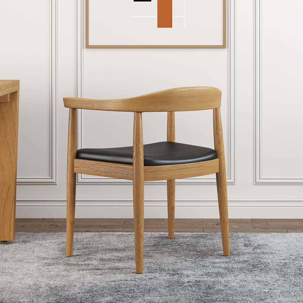 Modern Faux Leather Arm Chair With Ash Wood Frame