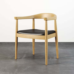 Modern Faux Leather Arm Chair With Ash Wood Frame