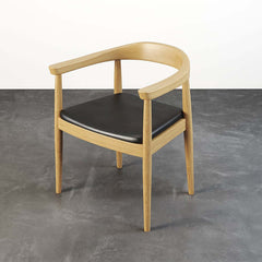 Modern Faux Leather Arm Chair With Ash Wood Frame