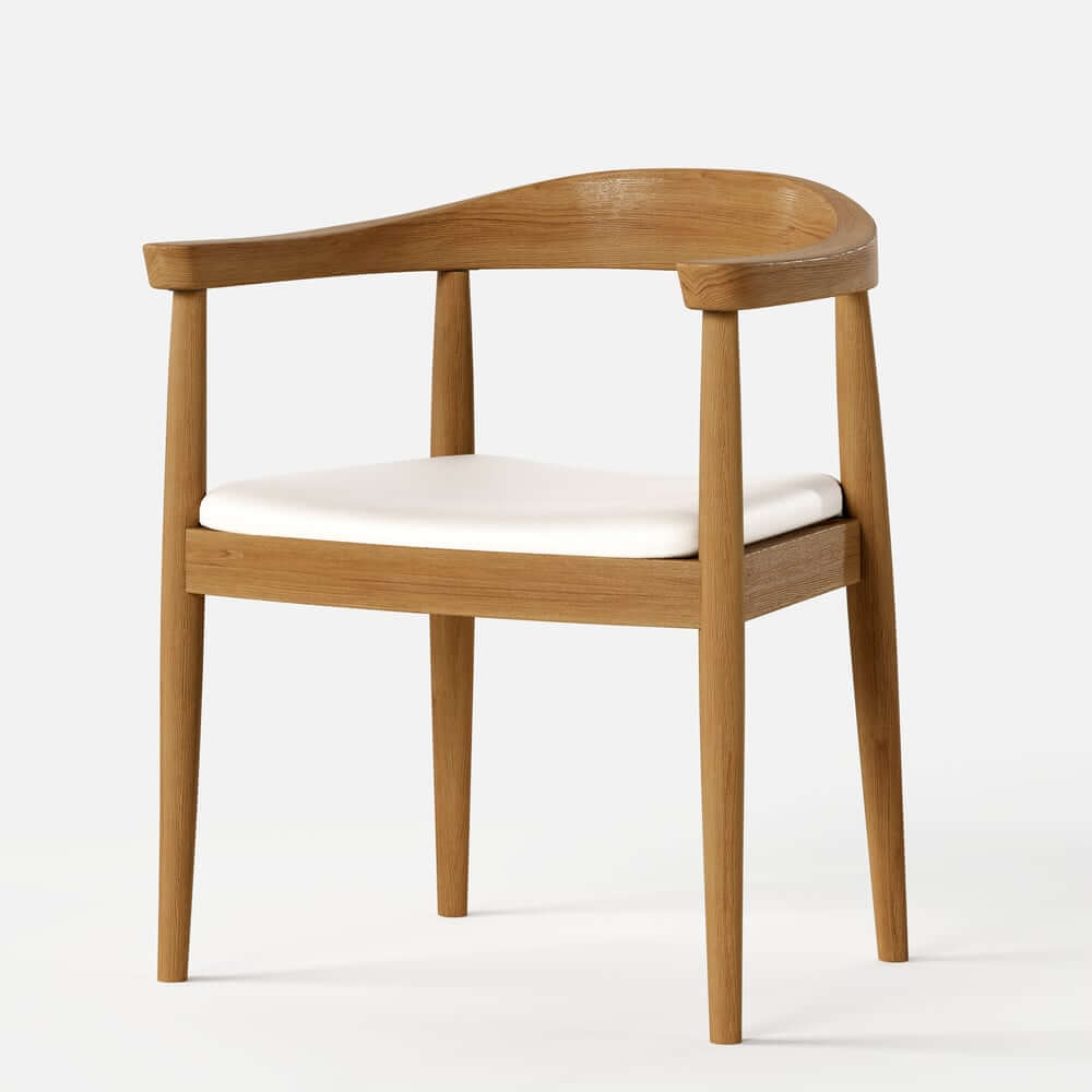 Modern Faux Leather Arm Chair With Ash Wood Frame