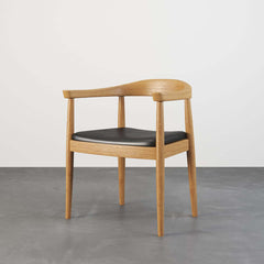 Modern Faux Leather Arm Chair With Ash Wood Frame